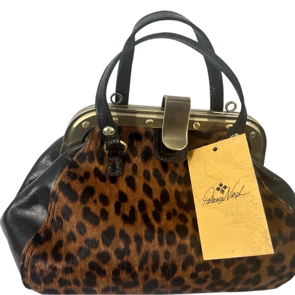 Patricia Nash Coronella Leopard Print Calf Hair Medium Frame Satchel - Picture 3 of 16